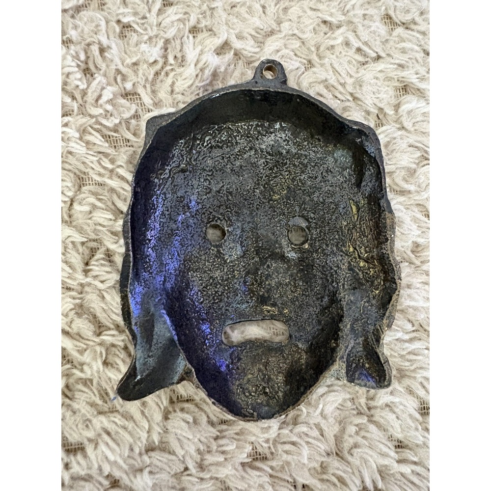 Tragedy Plaster Mask - Ancient Greek Theater Drama Decorative 4" Hanging Decor - Picture 4 of 8
